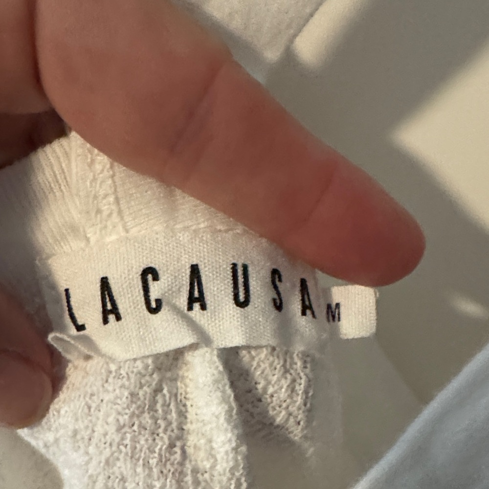 LACAUSA White Textured Tank with Strappy Back Detail - Picture 2 of 3
